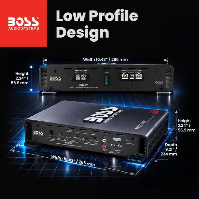 Alt view image 5 of 6 - R1100M Monoblock Car Amplifier - 1100 High Output, 2-8 Ohm Stable, Low/High Level Inputs, Low Pass Crossover, MOSFET Power Supply