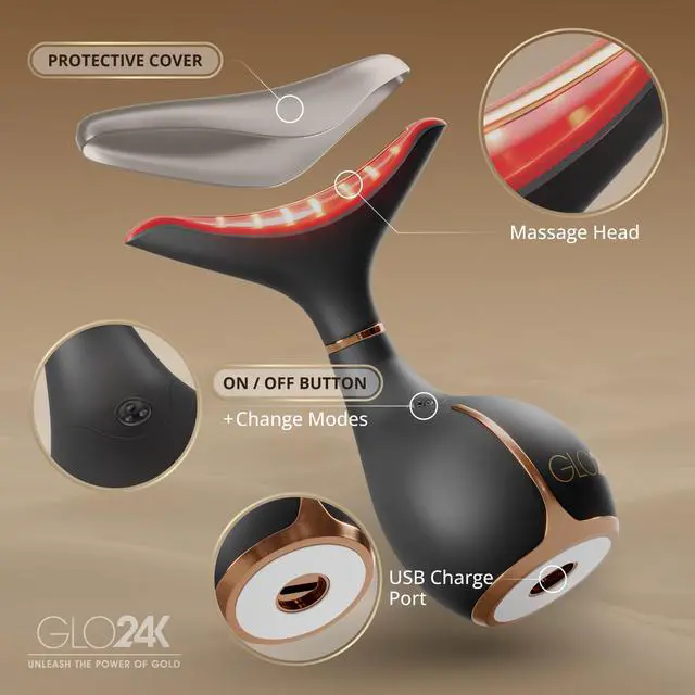 Alt view image 5 of 7 - Face and Neck - 630nm LED Beauty Wand - 3-in-1 Vibration Massager Tool - Light Therapy for Firming