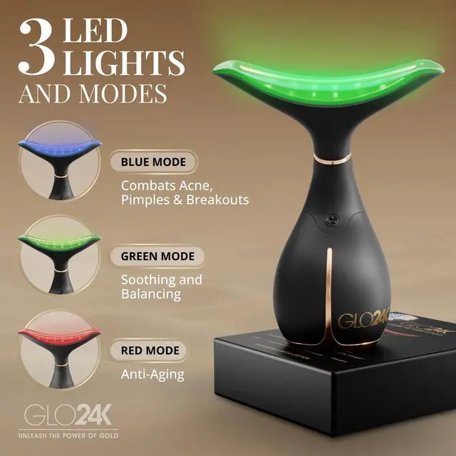 Alt view image 3 of 7 - Face and Neck - 630nm LED Beauty Wand - 3-in-1 Vibration Massager Tool - Light Therapy for Firming