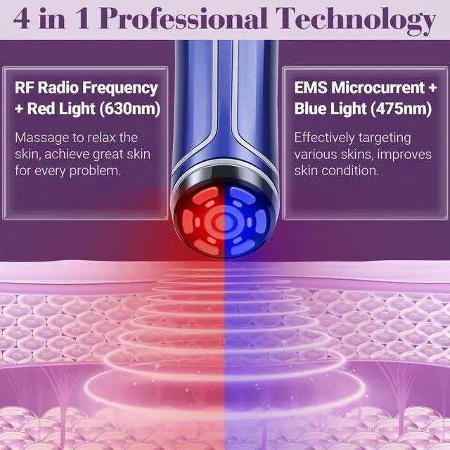 Alt view image 2 of 5 - RF Radio Frequency Facial Device - LED Red Light Therapy Device for Face Skin Care Home Use