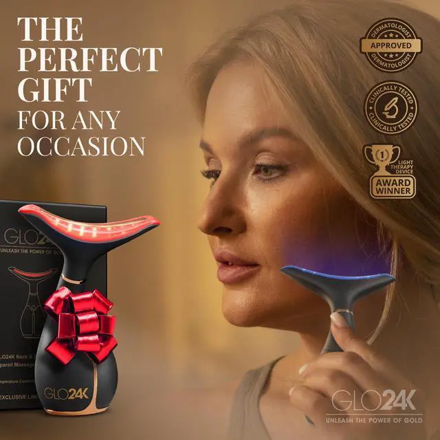 Alt view image 6 of 7 - Face and Neck - 630nm LED Beauty Wand - 3-in-1 Vibration Massager Tool - Light Therapy for Firming