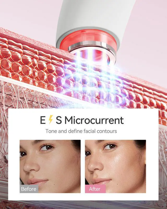 Alt view image 4 of 7 - Red Light Therapy Device for Face and Neck, 3-in-1 Microcurrent & Vacuum Facial Massager, Skin Tightening, Firming and Anti-Aging Skincare Tool (White)