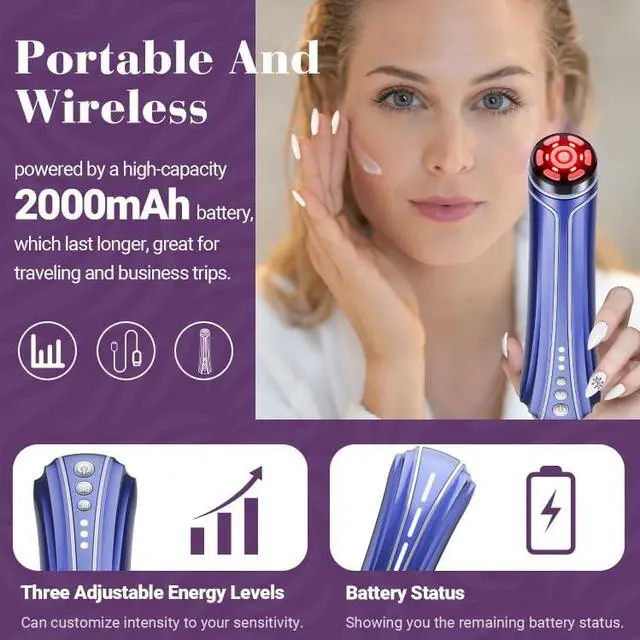 Alt view image 3 of 5 - RF Radio Frequency Facial Device - LED Red Light Therapy Device for Face Skin Care Home Use