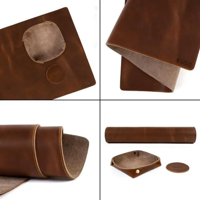 Alt view image 7 of 7 - Leather Desk Pad Set Real Leather Desk Mat Thick (3mm) Double Layer (32x16) Cover Blotter Desk Protector Large Computer Mat for Keyboard Mouse Pad Table Laptop Mat Office Accessories Antique