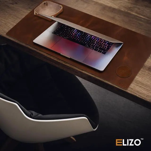 Alt view image 6 of 7 - Leather Desk Pad Set Real Leather Desk Mat Thick (3mm) Double Layer (32x16) Cover Blotter Desk Protector Large Computer Mat for Keyboard Mouse Pad Table Laptop Mat Office Accessories Antique