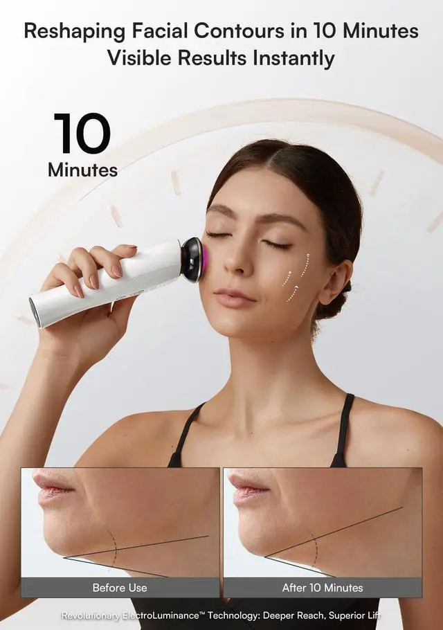 Alt view image 4 of 7 - 3-in-1 Skin Tightening Device True Beauty Glow Facial Massager Red Light Therapy for Face and Neck