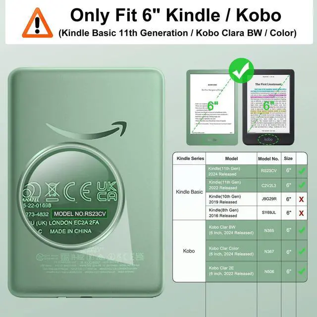 Alt view image 2 of 7 - 2 Pack Tempered Glass Screen Protector for 6 Inch 11th Generation Basic E-Reader, Kobo Clara BW, Clara Color, Anti-Bubble & Scratch 9H Hardness Film HD Clear Glass, Case Friendly