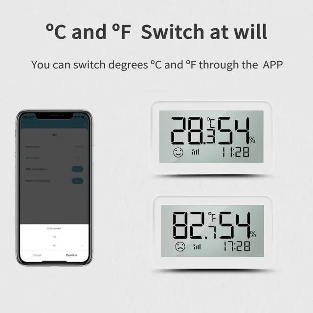 Alt view image 3 of 7 - Smart WiFi Thermometer Hygrometer,Accurate Digital Indoor Temperature and Humidity Sensor with LCD Screen Display,APP Alerts, / Switching Compatible with Alexa & Google Assistant, Works with IFTTT