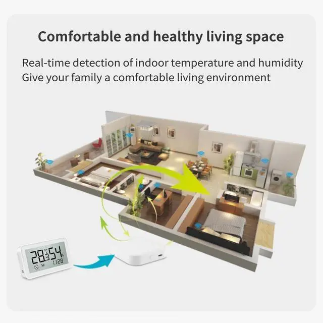 Alt view image 4 of 7 - Smart WiFi Thermometer Hygrometer,Accurate Digital Indoor Temperature and Humidity Sensor with LCD Screen Display,APP Alerts, / Switching Compatible with Alexa & Google Assistant, Works with IFTTT
