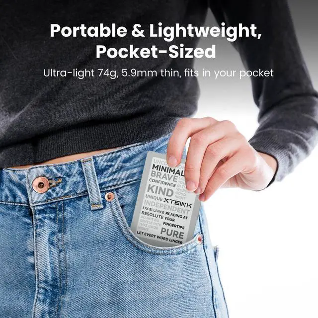 Alt view image 3 of 7 - X4 E-Book Reader (Developer Edition), 4.3" Pocket E-Ink eReader, Physical Page-Turn Buttons, Ultra-Thin 0.23" & 2.72 oz, Magnetic-Ready Design, Distraction-Free Reading, 16GB, Space Black