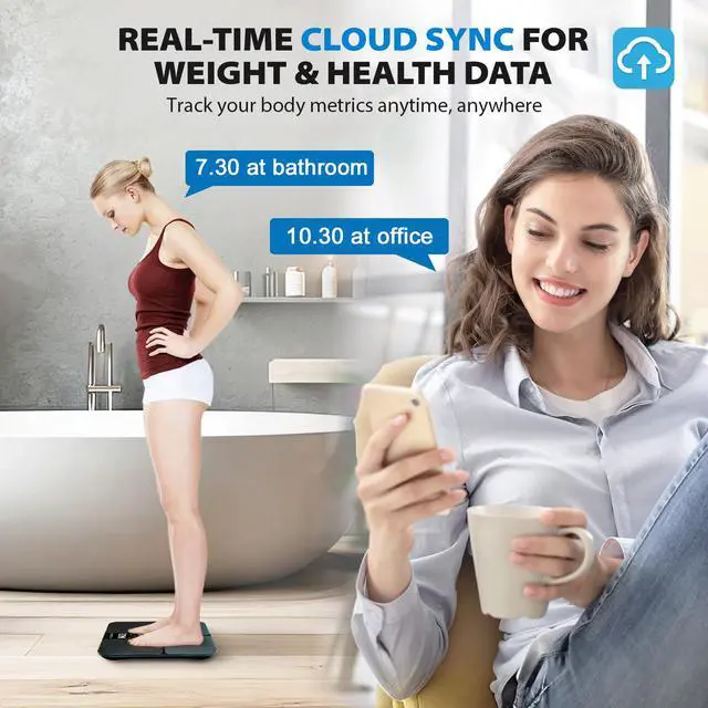 Alt view image 3 of 7 - Smart WiFi Digital Bathroom Scale for Body Weight, Auto-Rotating TFT Display Body Fat Scale with BMI Muscle Mass, 500lb High Capacity, 11.8" Platform, 20 Accurate Body Compositions via App