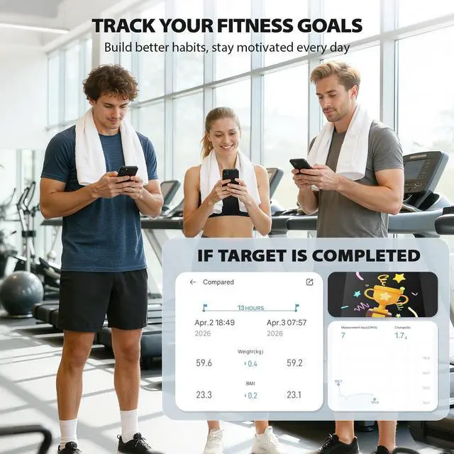 Alt view image 4 of 7 - Smart WiFi Digital Bathroom Scale for Body Weight, Auto-Rotating TFT Display Body Fat Scale with BMI Muscle Mass, 500lb High Capacity, 11.8" Platform, 20 Accurate Body Compositions via App