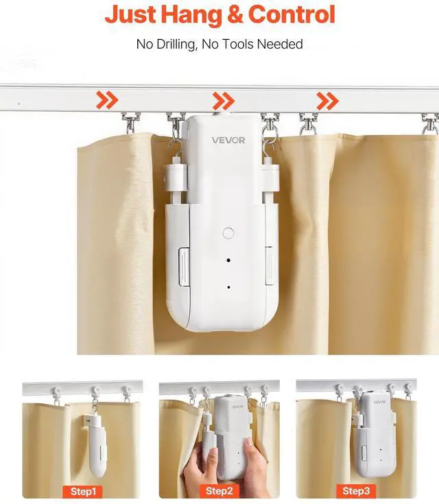 Alt view image 2 of 7 - Automatic Curtain Opener, APP and Remote Control, Hub Included, Electric Smart Curtain Opener Compatible with Alexa and Google Home, Timed Opening and Closing, for U-shaped/I-shaped Rails