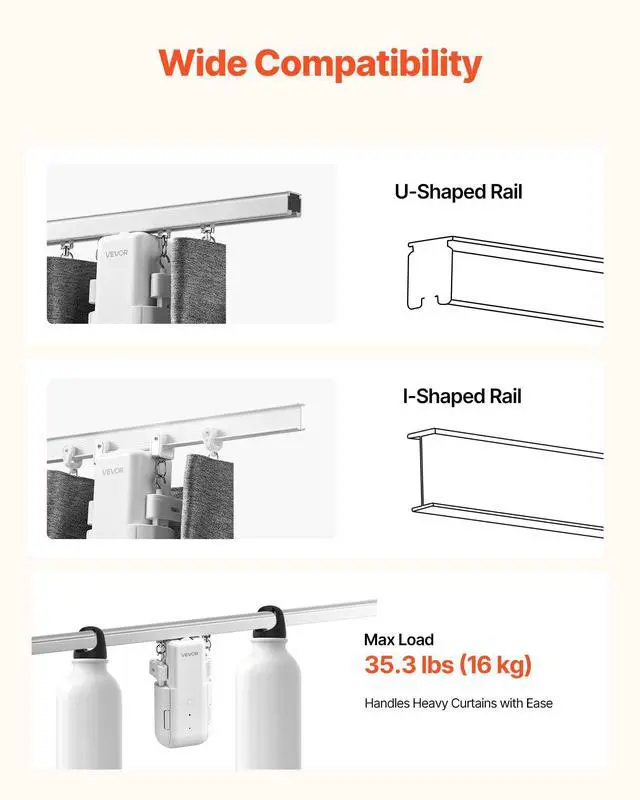 Alt view image 3 of 7 - Automatic Curtain Opener, APP and Remote Control, Hub Included, Electric Smart Curtain Opener Compatible with Alexa and Google Home, Timed Opening and Closing, for U-shaped/I-shaped Rails
