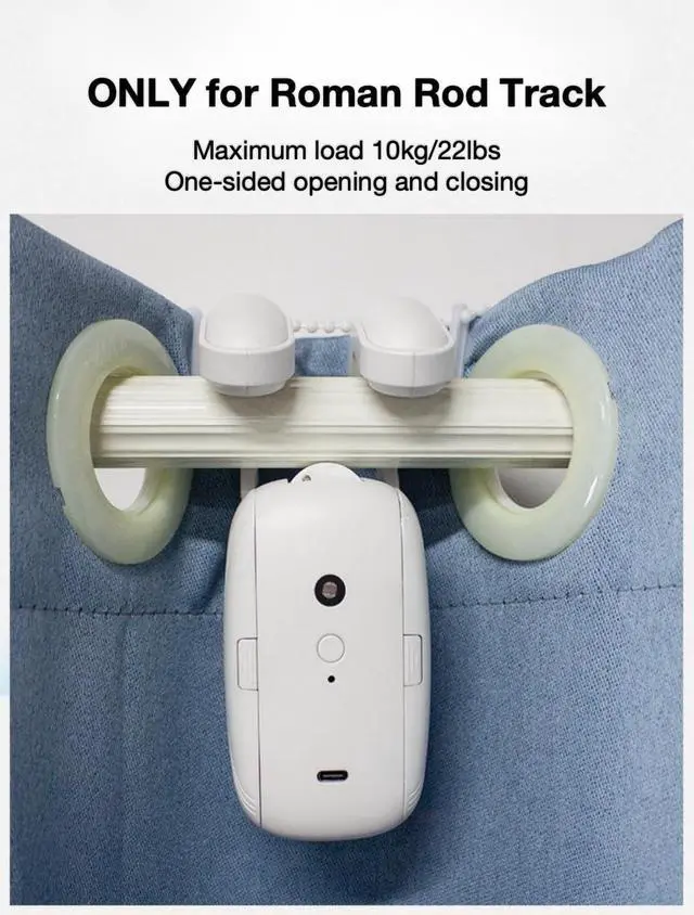 Alt view image 2 of 7 - Automatic Curtain Opener, Electronic Curtain Opener, Smart Curtain Opener with APP/Voice Control Only for Roman Rod Tracks, Compatible with Alexa Google Home Timer Light & Temperature Sensor