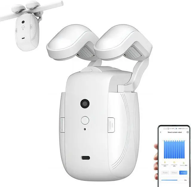 Main image of Automatic Curtain Opener, Electronic Curtain Opener, Smart Curtain Opener with APP/Voice Control Only for Roman Rod Tracks, Compatible with Alexa Google Home Timer Light & Temperature Sensor