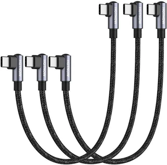 Main image of USB C to USB C Cable Right Angle 1ft 3Pack, 12inch PD 65W Type C USB 2.0 Fast Charge Cord