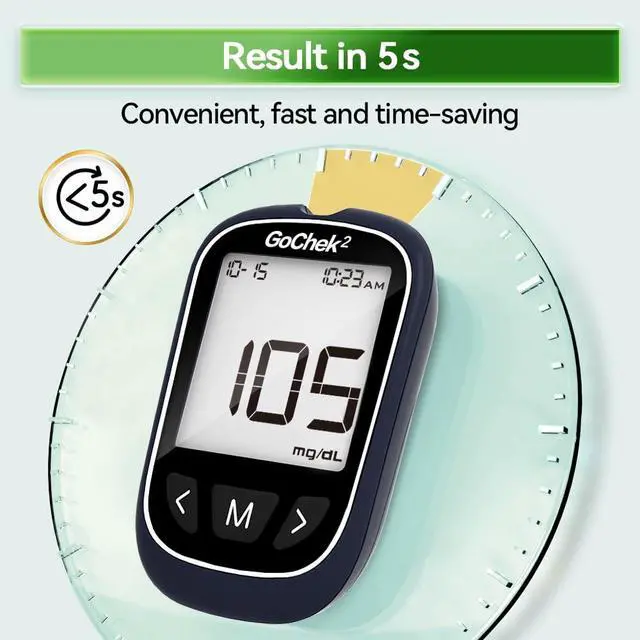 Alt view image 2 of 7 - Blood Glucose Monitor Kit 100 Strips & Lancets, No Coding, 500 Storage, Wider HCT for Family