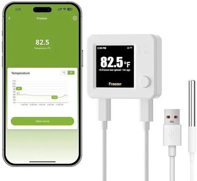 Main image of WiFi Refrigerator Thermometer with Freezer Alarm, Digital Temperature Sensor with App & Email Alert, 2 Years Free Data Export, Remote Monitor for Fridge, Fish Tank