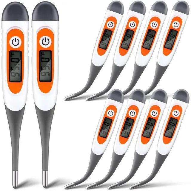 Main image of 10 Pcs Thermometer for Adults Digital Oral Thermometer for Fever Basal Body Fast Reading Flexible Tip for Underarm Rectal Mouth Temperature Measurement (Gray)