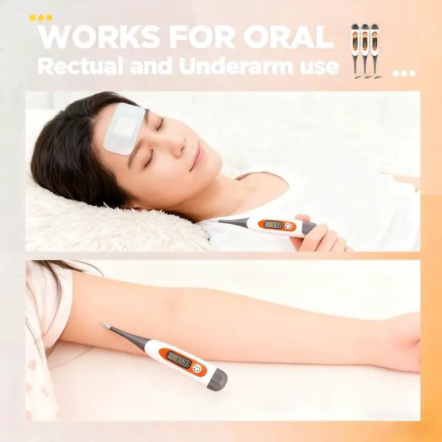 Alt view image 3 of 6 - 10 Pcs Thermometer for Adults Digital Oral Thermometer for Fever Basal Body Fast Reading Flexible Tip for Underarm Rectal Mouth Temperature Measurement (Gray)