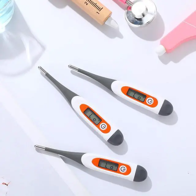 Alt view image 5 of 6 - 10 Pcs Thermometer for Adults Digital Oral Thermometer for Fever Basal Body Fast Reading Flexible Tip for Underarm Rectal Mouth Temperature Measurement (Gray)