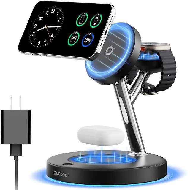 Main image of New 3 in 1 Charging Station for Apple Compatible with 15W Magsafe Charger Stand for iPhone 17 16 15 14 13 12 Wireless Charging Station for AirPods Wireless Charger for iWatch Series
