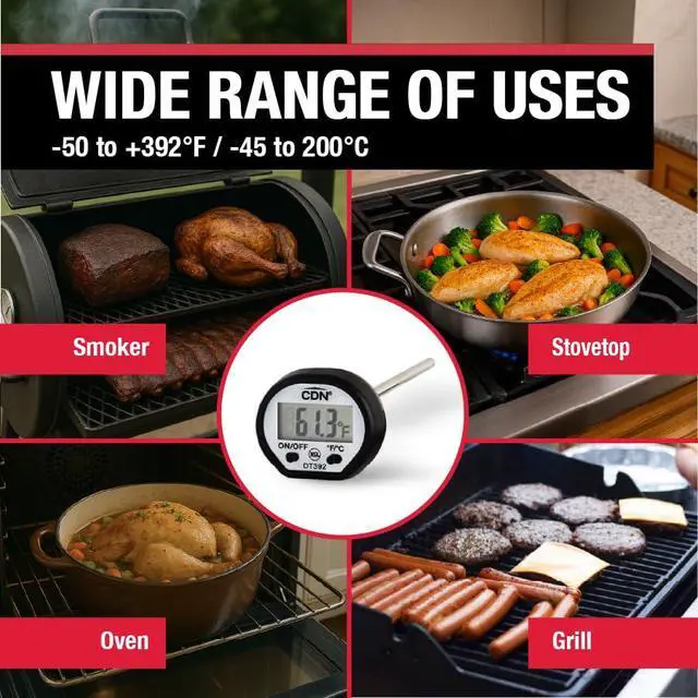 Alt view image 4 of 7 - DT392 ProAccurate® Digital Food Thermometer, NSF Certified Instant Read Meat Thermometer, Thin Tip Probe for Cooking, Grilling, BBQ, Candy Making & Baking, -50 to 392°F