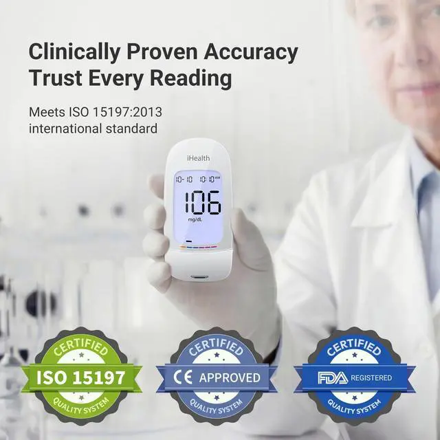 Alt view image 4 of 7 - Acacia Blood Glucose Monitor Kit, 100 Glucometer Strips, 100 Lancets, 1 Blood Sugar Monitor, 1 Lancing Device, 1 Travel Bag, No Coding, Portable Blood Sugar Testing Kit, For People with Diabetes