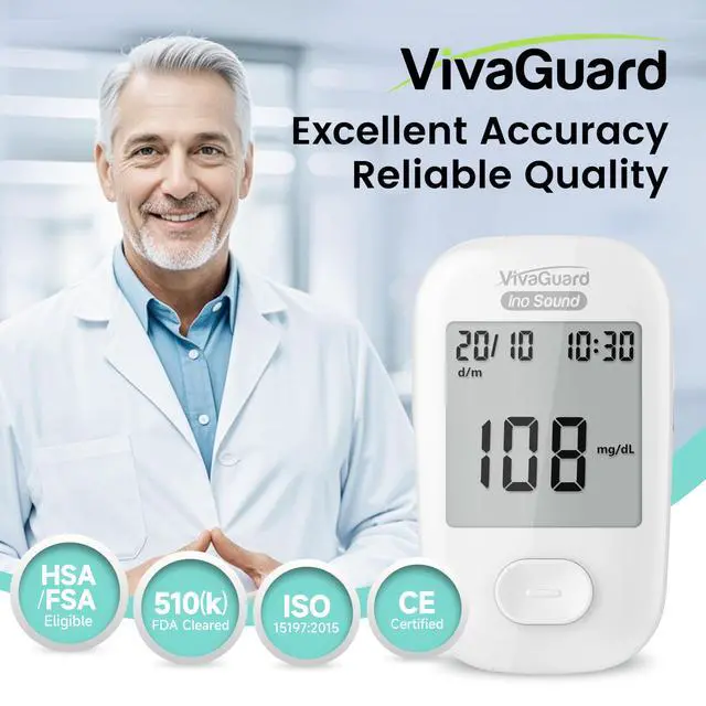Alt view image 2 of 7 - Talking Blood Glucose Monitor Kit, 100 Glucometer Strips & 100 Lancets, 1 Blood Sugar Monitor, 1 Lancing Device, Diabetes Testing Kit for Seniors and Home Use with Travel Case, No Coding