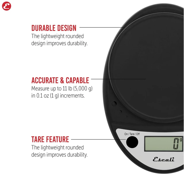 Alt view image 2 of 6 - Primo Digital Food Scale Multi-Functional Kitchen Scale and Baking Scale for Precise Weight Measuring and Portion Control, 8.5 x 6 x 1.5 inches, Black