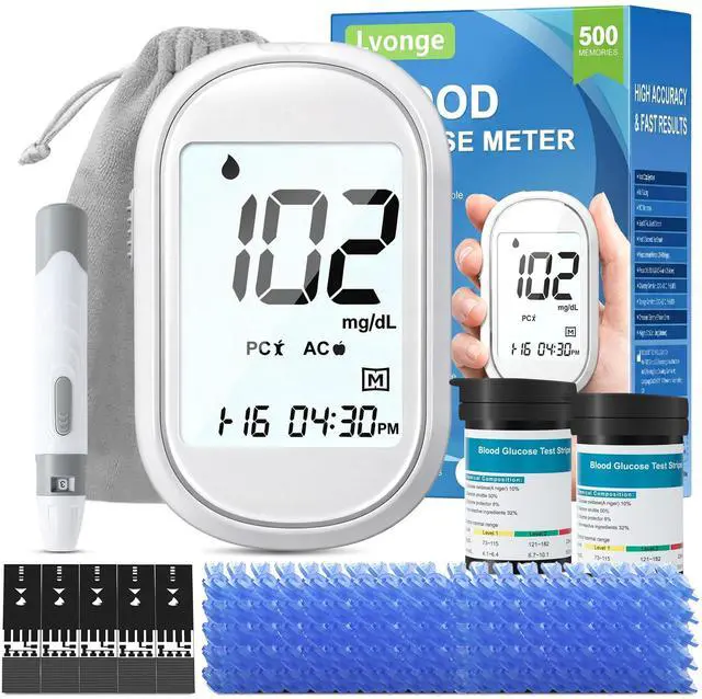 Main image of Glucose Monitor Kit All-in-One Blood Sugar Monitor with 100 Test Strips & Lancets, High Accuracy Glucose Monitor, Large Bright Screen, PC/AC/CTL Mode, No Coding, Diabetes Testing Kit for Home