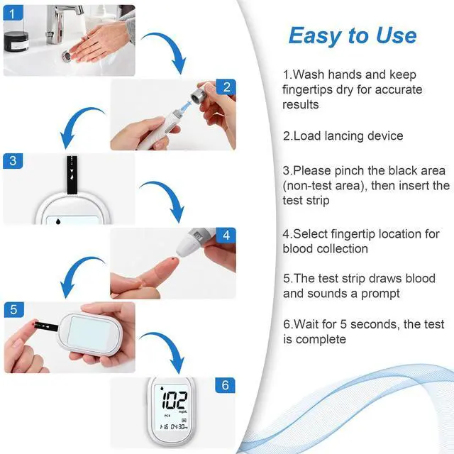 Alt view image 6 of 7 - Glucose Monitor Kit All-in-One Blood Sugar Monitor with 100 Test Strips & Lancets, High Accuracy Glucose Monitor, Large Bright Screen, PC/AC/CTL Mode, No Coding, Diabetes Testing Kit for Home