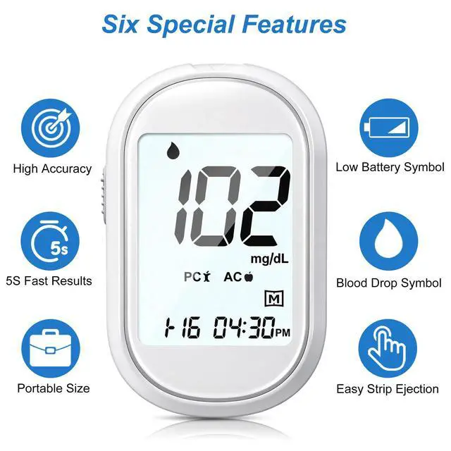 Alt view image 2 of 7 - Glucose Monitor Kit All-in-One Blood Sugar Monitor with 100 Test Strips & Lancets, High Accuracy Glucose Monitor, Large Bright Screen, PC/AC/CTL Mode, No Coding, Diabetes Testing Kit for Home