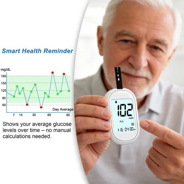 Alt view image 3 of 7 - Glucose Monitor Kit All-in-One Blood Sugar Monitor with 100 Test Strips & Lancets, High Accuracy Glucose Monitor, Large Bright Screen, PC/AC/CTL Mode, No Coding, Diabetes Testing Kit for Home