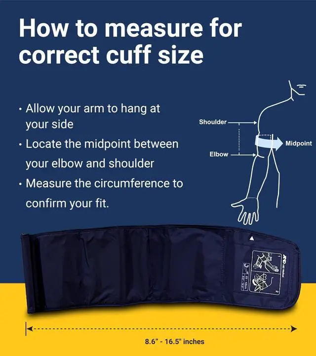 Alt view image 7 of 7 - A&D Medical Blood Pressure Monitor for Home Use, UA-651 Upper Arm Precise BP Machine Wide Range Cuff (8.6-16.5 / 22-42cm), Adults, 4 AA Batteries