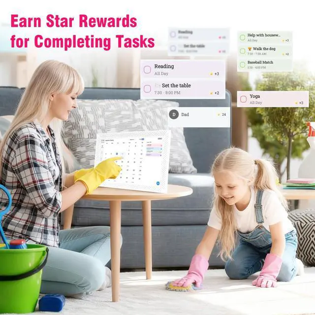 Alt view image 5 of 7 - Digital Calendar 10.1 inch, Electronic Calendar for Family Sharing Schedule Interactive Smart Calendars Touch Screen To Do Task Meal Planner for Home Office with Digital Picture Frame