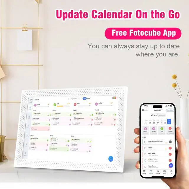 Alt view image 3 of 7 - Digital Calendar 10.1 inch, Electronic Calendar for Family Sharing Schedule Interactive Smart Calendars Touch Screen To Do Task Meal Planner for Home Office with Digital Picture Frame