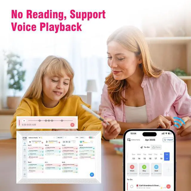 Alt view image 4 of 7 - Digital Calendar 10.1 inch, Electronic Calendar for Family Sharing Schedule Interactive Smart Calendars Touch Screen To Do Task Meal Planner for Home Office with Digital Picture Frame