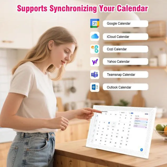 Alt view image 7 of 7 - Digital Calendar 10.1 inch, Electronic Calendar for Family Sharing Schedule Interactive Smart Calendars Touch Screen To Do Task Meal Planner for Home Office with Digital Picture Frame