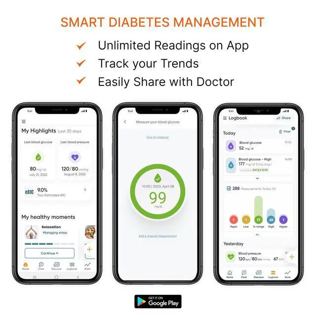 Alt view image 5 of 7 - Smart Glucose Monitor Kit | USB-C Port (Compatible with Android & iPhone 15 and newer) | Test Blood Sugar Levels & Manage Diabetes, Testing Kit Includes: Glucometer with 25 Strips, 10 lancets