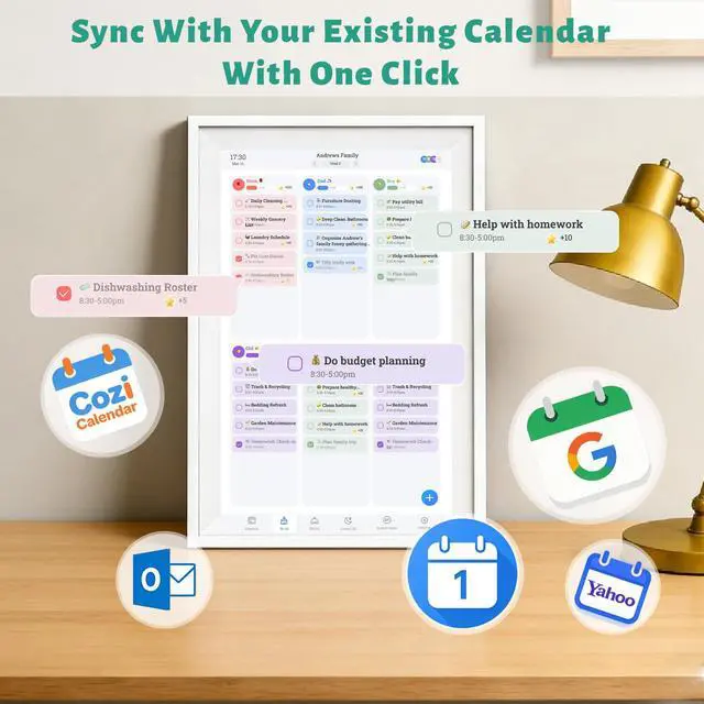 Alt view image 2 of 7 - Digital Calendar 10.1 inch Smart Electronic Calendar for Family Chore Chart Cooking Plan HD Touchscreen with Digital Picture Frame Function Instantly Share Photos and Videos
