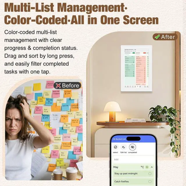 Alt view image 3 of 6 - Digital Calendar 10.1" Touchscreen, Smart Electronic Wall Organizer, Chore Chart & Meal Planner, Family Task Manager, Third-Party Calendar Sync, Picture Frames Perfect Gifts for Mom & Women