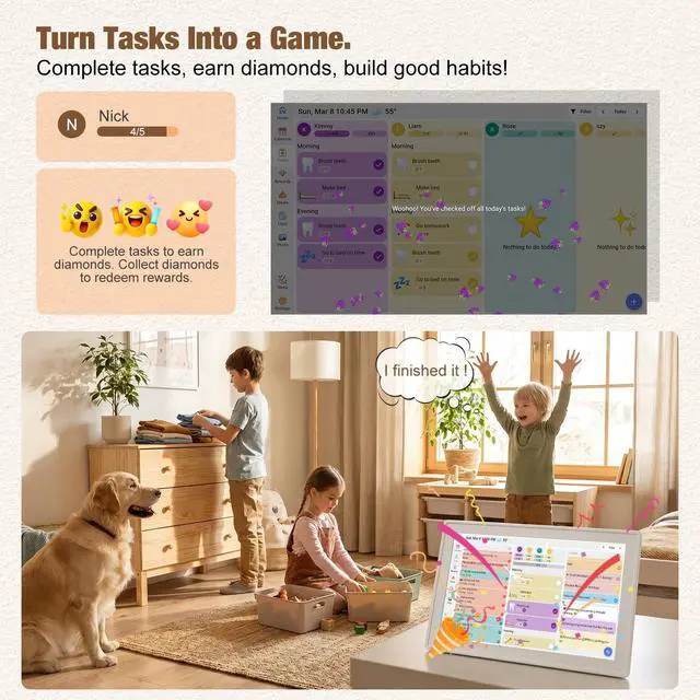 Alt view image 5 of 6 - Digital Calendar 10.1" Touchscreen, Smart Electronic Wall Organizer, Chore Chart & Meal Planner, Family Task Manager, Third-Party Calendar Sync, Picture Frames Perfect Gifts for Mom & Women