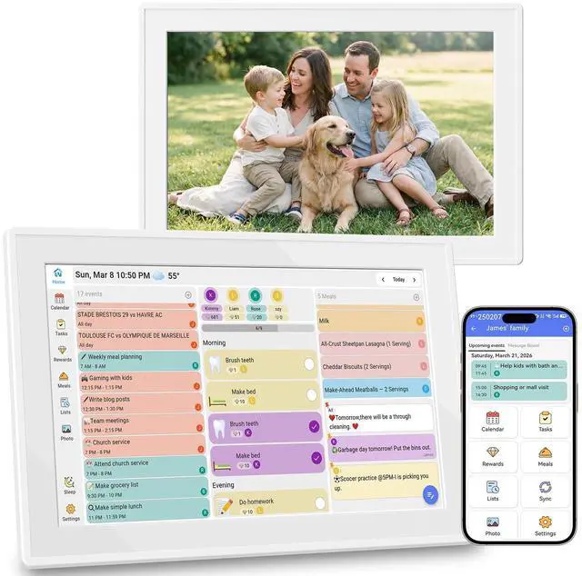 Main image of Digital Calendar 10.1" Touchscreen, Smart Electronic Wall Organizer, Chore Chart & Meal Planner, Family Task Manager, Third-Party Calendar Sync, Picture Frames Perfect Gifts for Mom & Women