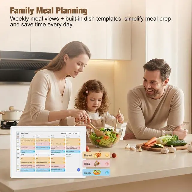 Alt view image 6 of 6 - Digital Calendar 10.1" Touchscreen, Smart Electronic Wall Organizer, Chore Chart & Meal Planner, Family Task Manager, Third-Party Calendar Sync, Picture Frames Perfect Gifts for Mom & Women