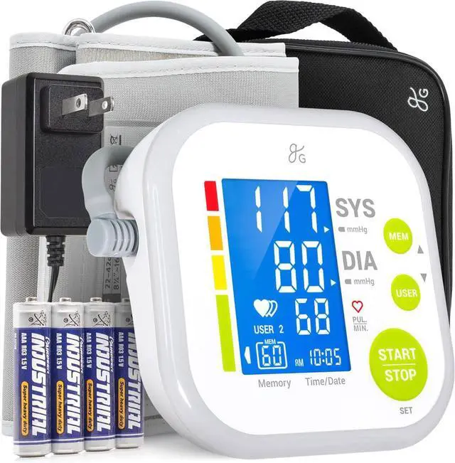 Main image of Upper Arm Blood Pressure Monitor for Home Use Automatic One-Touch BP Machine, Wide-Range Cuff (8.716.5), Large Backlit Display, 2-User Memory, Complete Kit