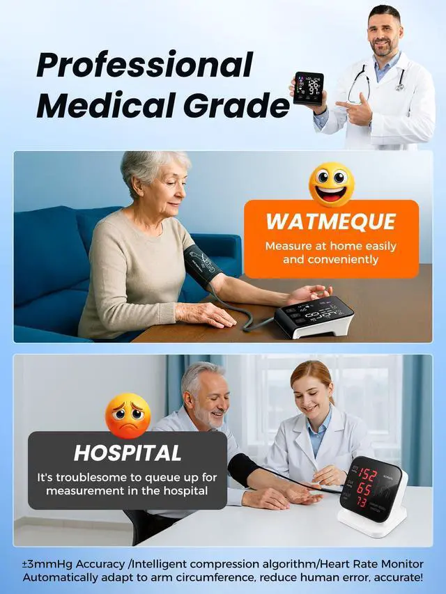 Alt view image 6 of 7 - FDA-Cleared Blood Pressure Monitor, FSA&HSA Eligible Home & Travel BP Machine, Adjustable Wide-Range Cuff for Seniors & Pregnancy, Stores Previous Readings, Accurate Daily Health Tracking