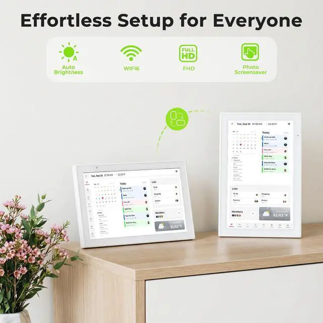 Alt view image 4 of 7 - 10.1" Digital Calendar Chore Chart, Electronic Calendar Wall Planner with Full HD Touchscreen, Smart Family Planner, Meal Planner, Reward System, Digital Photo Frame, 32GB, White