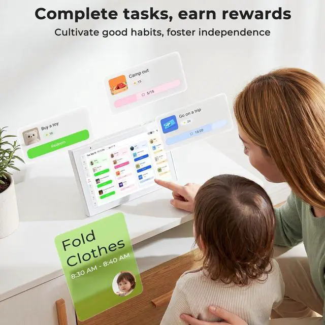 Alt view image 6 of 7 - 10.1" Digital Calendar Chore Chart, Electronic Calendar Wall Planner with Full HD Touchscreen, Smart Family Planner, Meal Planner, Reward System, Digital Photo Frame, 32GB, White